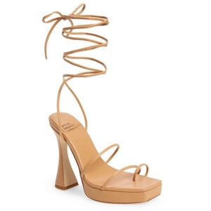 Size 9.5 Jeffery Campbell Platform Primadonna Lace Up Nude Wrap Heel